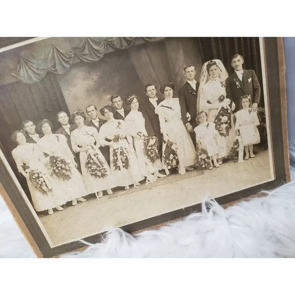 3 Beautiful Antique‎ Framed Wedding Bridal Photograph Picture Family Bride Groom